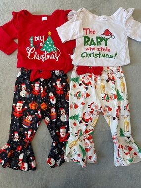 Twin Set Kids Christmas Pajama Set - Red & White Holiday Prints